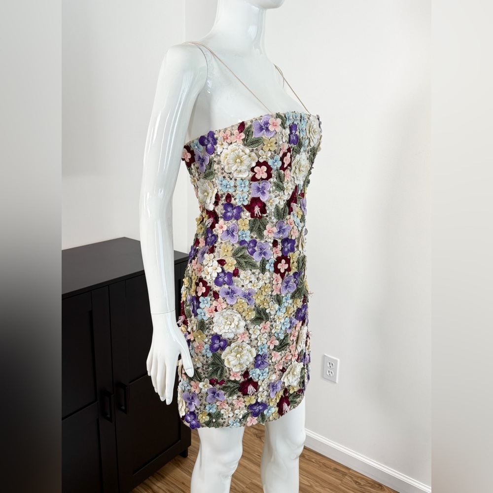 Alice + Olivia Velia Floral Embellished Minidress $1495 NWT Size 4 - Picture 8 of 13